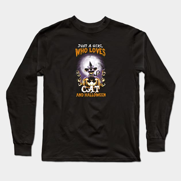 Just a girl who loves cat and halloween Long Sleeve T-Shirt by Zacharys Harris